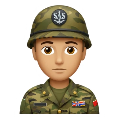 Soldaten in Tarnfarbe der salotiert und den SAS Buchstaben auf der Mütze und Uniform sticker