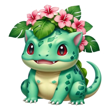 Bulbasaur wearing a Hawaiian Haku lei.  sticker