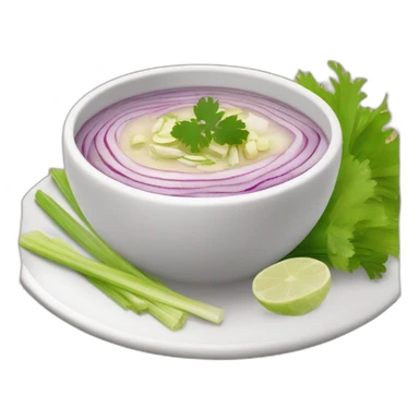 hot soup with the following ingredients sliced red onions, albacore, celery and yucca sticker