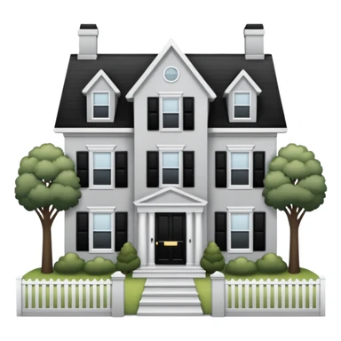 light gray colonial house with black shutters and black front door sticker