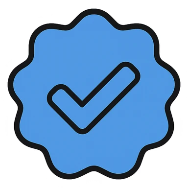 blue tick icon, 2D, simple, modern, suitable for verification badge sticker