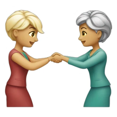 two white business women with different hair colors shaking hands sticker