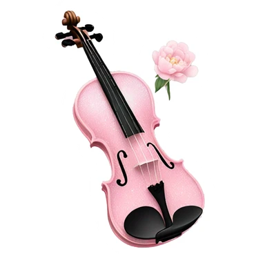 soft pastel pink violin with peonies and glitter sticker
