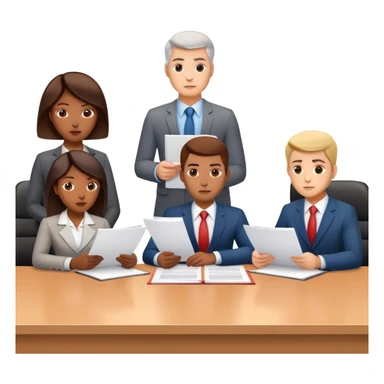 business team sharing documents at office meeting table sticker