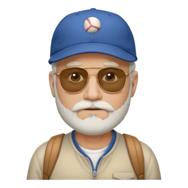 walking old white man wearing baseball cap with soft beard  and dark sunglasses sticker