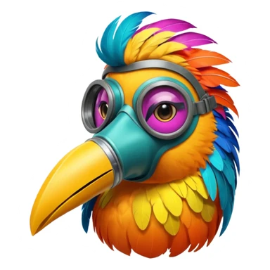 bird with gas masks sticker