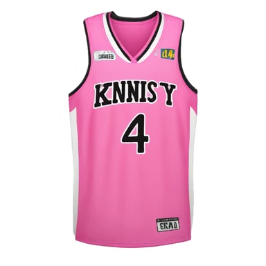 pink basketball jersey with pink bow on the side and number 14 on it sticker