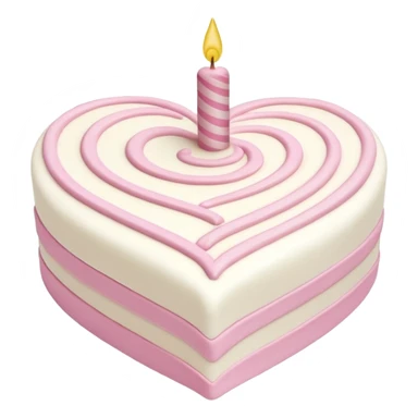 heart shaped birthday cake, pastel pink and white swirled, cute and simple sticker