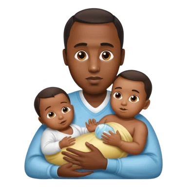 Sean “Diddy” Combs with baby oil and a very small infant sticker
