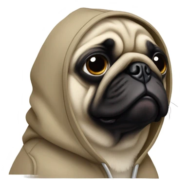 Pug wearing a hoodie sticker