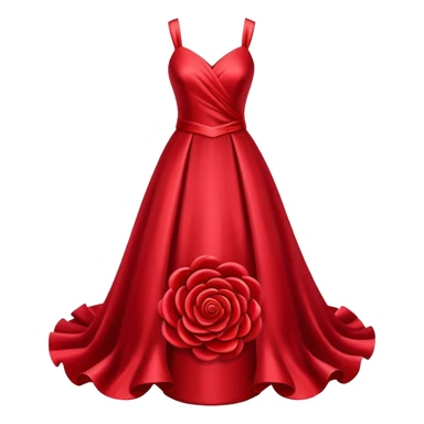isolated realistic red silk gown with rosette, floating isolated sticker