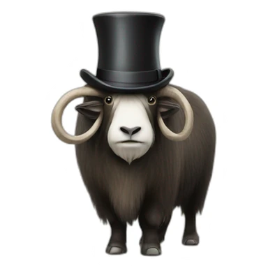 Muskox wearing a top hat sticker