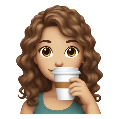 aesthetic white girl with brown wavy hair and brown eyes sipping an iced americano in a cute coffee shop  sticker