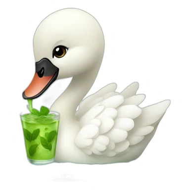 baby swan drinking mojito sticker