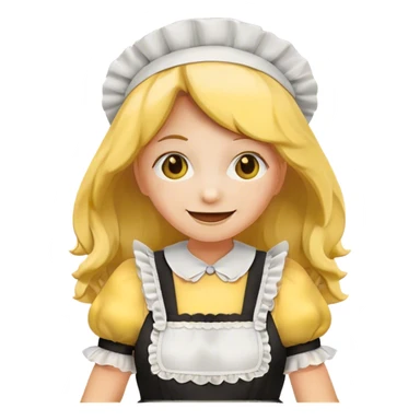a freaky emoji in a maid costume sticker