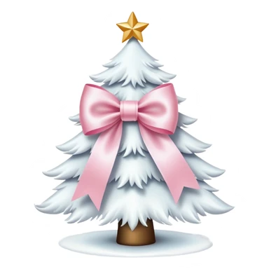 Cute light pink bow sitting on top of a white Christmas tree sticker
