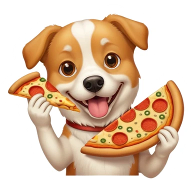happy dog eating pizza sticker