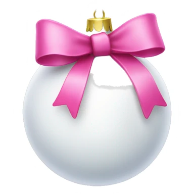 Plain White Christmas ornament with a pink bow on top sticker