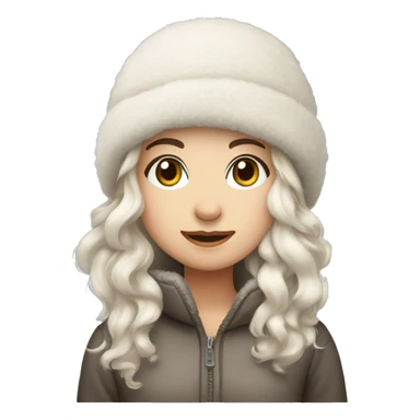 Fluffy cozy winter hat white brunette haired girl sticker