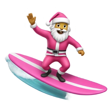 Santa in a pink suit surfing  sticker