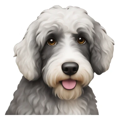 Black aussiedoodle with white on face sticker