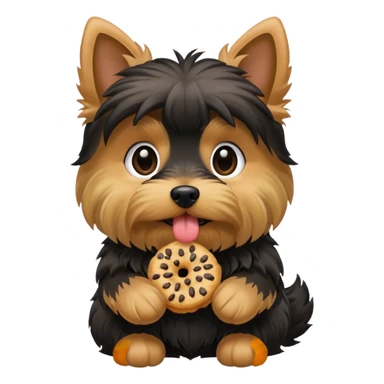 Yorkie Dog with treat in mouth sticker