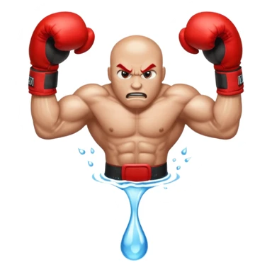 Gota de agua con cara de enfado y unos guantes de boxeo, que tenga brazos y piernas musculados sticker