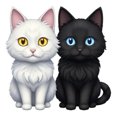 Gato preto do olho amarelo e branco do olho azul juntos um do lado do outro sticker