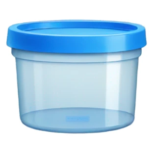 Small commercial kitchen transparent storage container with a blue lid sticker
