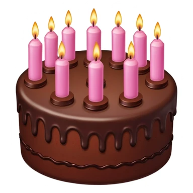 Create a chocolate birdthay cake with pink candles sticker