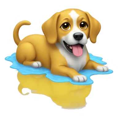 dog yellow puddle sticker