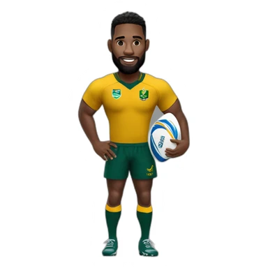 siya kolisi in springboks jearsey holding the rugby world cup sticker