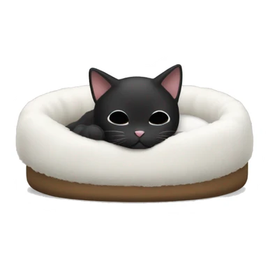 black and white cat sleeping on cat bed emoji sticker