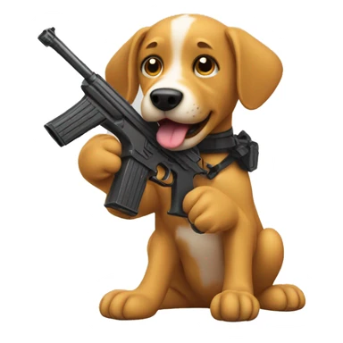 Dog holding a toy gun sticker