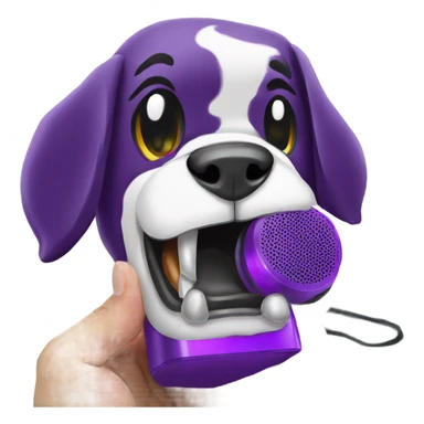 Big dog eating portable purple speaker sticker