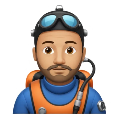 Moroccan Male 38 short beard, slightly overweight, scuba diving sticker