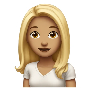  blonde girl with brown eyes sitting on a bed sticker