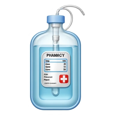 Hospital Intravenous fluid bag filled with 500ml, pharmacy label sticker