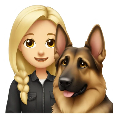 dark brown German shepherd and cute blond girl sticker