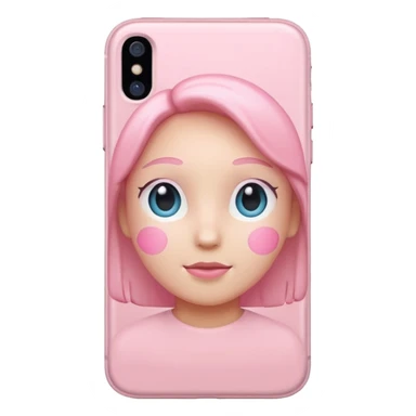 pastel pink iPhone, front view, iOS Apple emoji style sticker