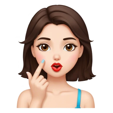 Brunette girl ￼ blowing a kiss sticker