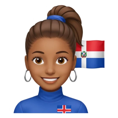 A brown skin girl with a slick ponytail and edges with a Dominican flag sticker