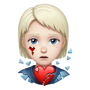"Realistic HD broken heart, shattered pieces, no money present, empty and dramatic look, clean white background." sticker