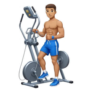 fit man with blue shorts using cable-machine sticker