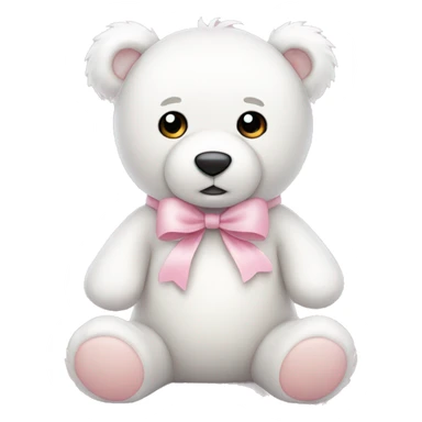 Cute white teddy bear with light pink bow sticker