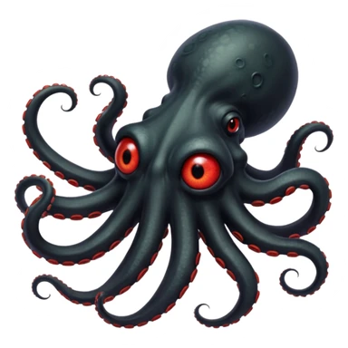 black tentacled creature with a large red eye and clawed tips, not an octopus, viewed from a side angle sticker