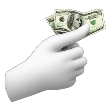 white hand, holding a dollar emoji sticker