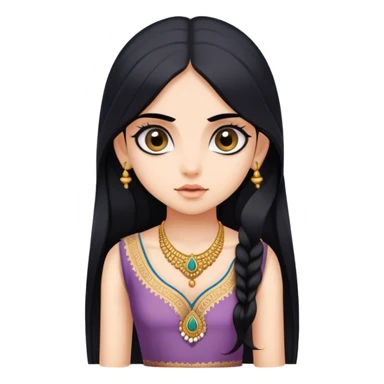 Brahmin indian girl wearing a dress, with fair skin, long black hair, and big eyes  sticker