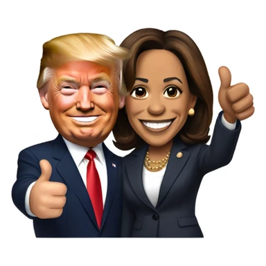 Kamala Harris and Donald Trump giving thumbs up sticker