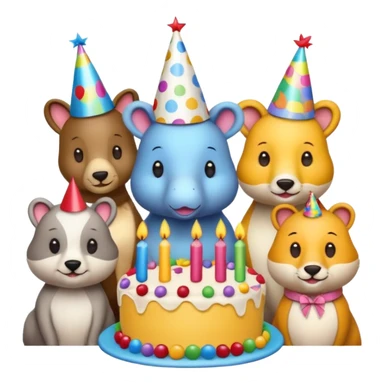 des animaux fêtent un anniversaire sticker